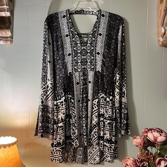 Free People Tegan Border Printed mini-dress Size 8 - Picture 3 of 7